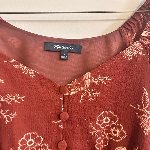 MADEWELL Preston Puff-Sleeve Top in Letterpress Floral STAINED MAHOGANY MEDIUM - Picture 7 of 9